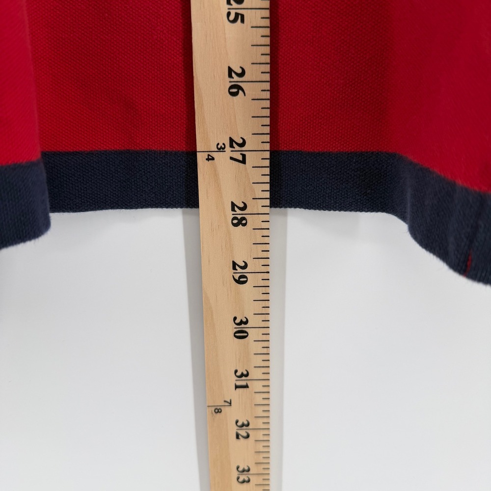Vintage Polo Ralph Lauren Mens M Striped Short Sleeve Shirt Rugby Red Navy Prep - Picture 7 of 11